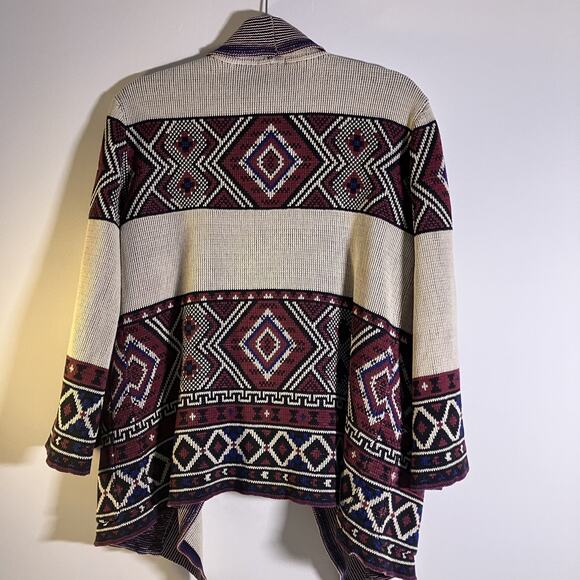 Forever 21 Cardigan Womens Small Boho Knit Aztec Open Sweater Pockets Layering - Picture 2 of 16